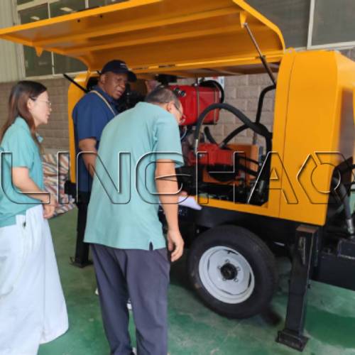 Zimbabwe customer examining hydraulic system and engine components